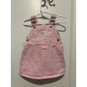 Vintage Oshkosh B'gosh Baby Girls Pink/White Striped Bib Jumper Overalls 6-9 M